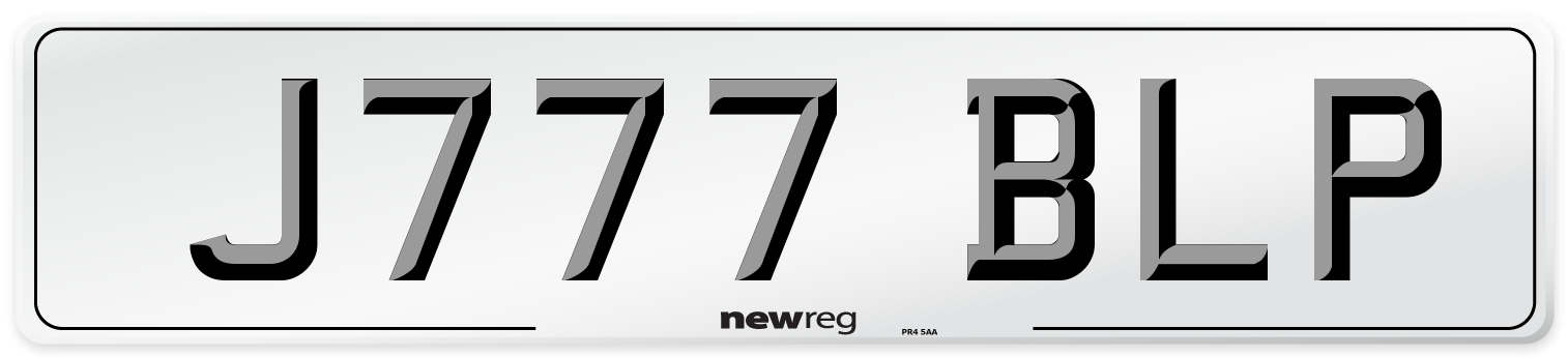 J777 BLP Number Plate from New Reg